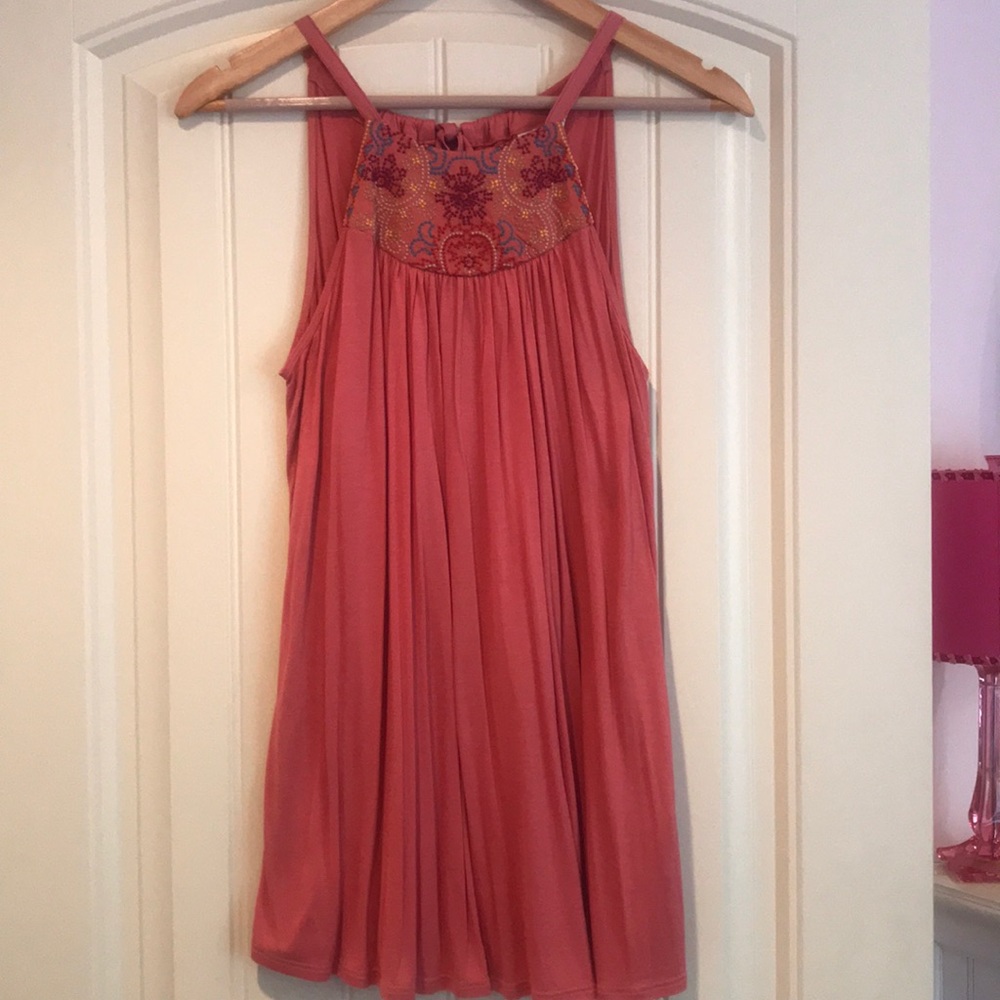Anthropologie long soft halter style tank